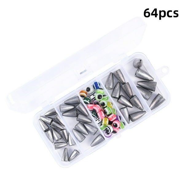 Leadingstar 64pcs/Set Fishing Weights Sinkers Rig Kits Texas Fishing Beads With Tackle Box