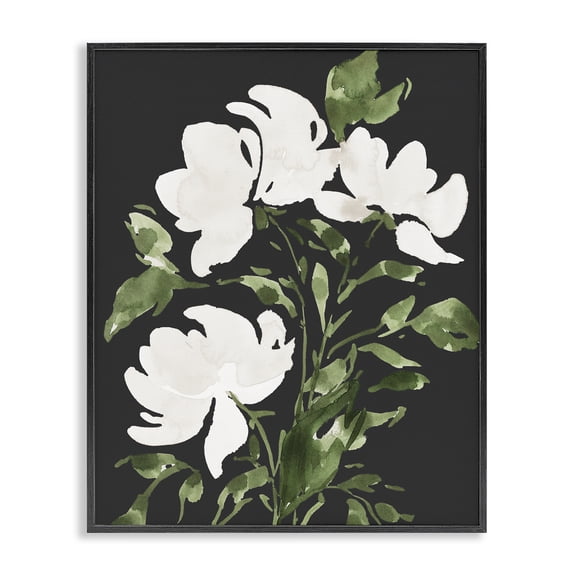 Stupell Industries Transitional White Over Black Floral Black Framed Giclee Art, 11 x 14, by Lucille Price