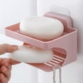thumbnail image 5 of Jabonera de doble capa, jabonera de 2 niveles, soporte para barra de jabón, soporte para jabón, soporte para jabón para pared de ducha, decoración de hotel, rosa, 5 of 5