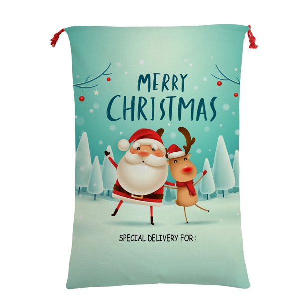 Decoración navideña Papá Noel Bolsa con cordón de Papá Noel de gran capacidad 50x70 cm para regalo infantil