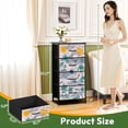 thumbnail image 2 of 4 Drawer Vertical Storage Dresser Beach ocean palm tree big wave sun hand drawn style light beige color with Wood Top Fabric Pull Drawers, 2 of 8