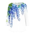 thumbnail image 6 of Save On Floral Tee Shirts for Women Rose-Flower Tunic Tops Keyhole Hollow Out T-Shirts Round Neck 3/4 Sleeve Tops Cottage Causal Blosues Lounge Dressy Work Tunics Teen Girls Clothes, 6 of 6