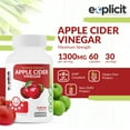 thumbnail image 2 of Explicit Supplements, Apple Cider Vinegar Pills, All Natural Powerful Weight Loss Aide, 1300mg Dose - 60 Capsules - 1 Month, 2 of 7