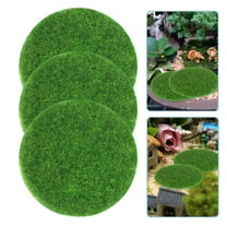 LULULION 8Pcs Round Artificial Moss Mats Green for Fairy Garden Dollhouse Lawn Decoration