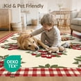 thumbnail image 4 of ODIKA 6'x9' Washable Area Rug Easy Care, Non-Shedding, Checkered Border Sprigs Flowers Door Clusters Cherries Cherry Refined Structured for Queen Size Bedroom Under Bed Master Suite, 4 of 7