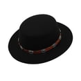 thumbnail image 4 of XIAOCHA Womens Metal‑Concho Fedora Hat Solid Wide‑Brim Hat Western Cowbaby Festival Hat,Black, 4 of 4