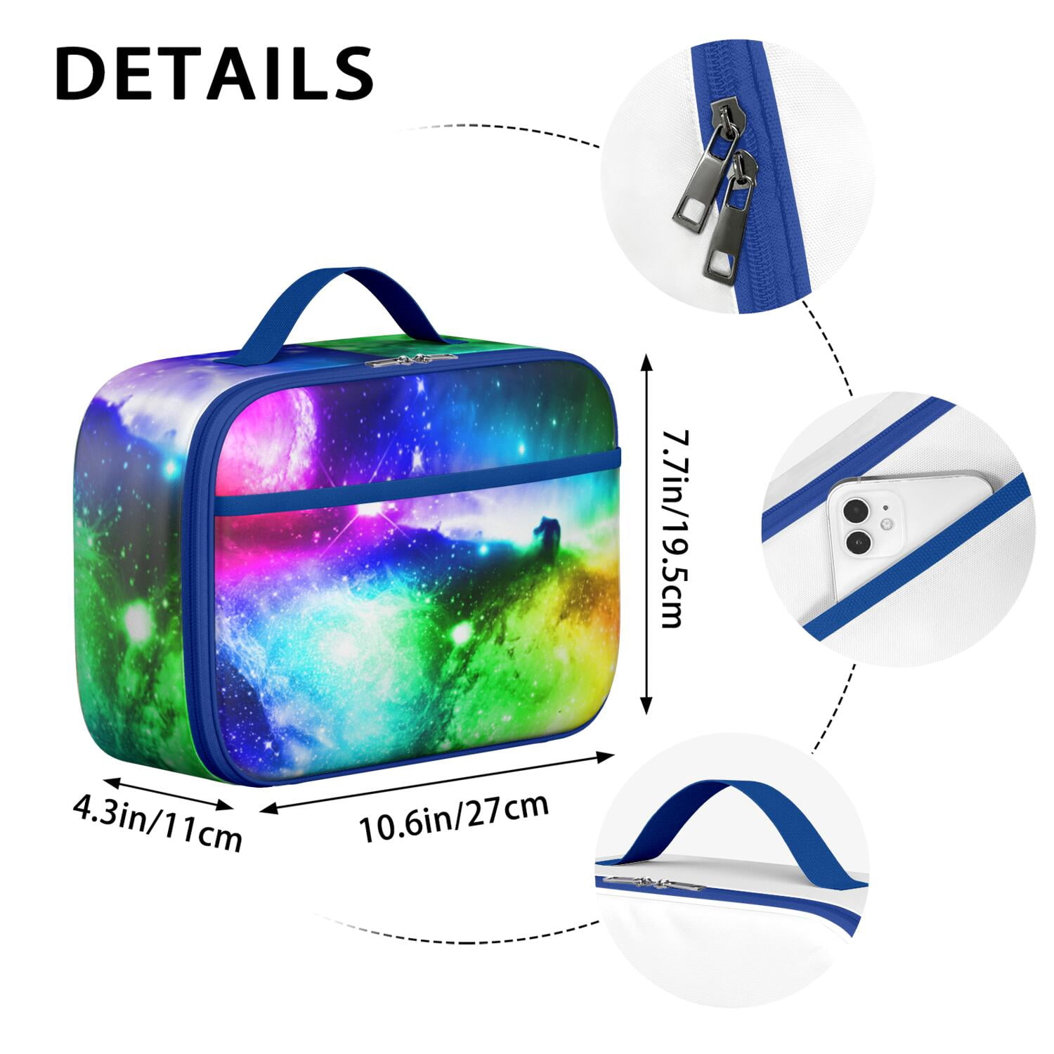 Space-themed Lunch Bag, Insulated Lunch Box with Cute Astronaut, Galaxy, Nebula, Rocket, and Starry Night Designs – Durable, Lightweight Lunch Tote for School, Travel, and Picnic