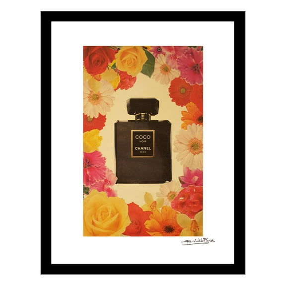 Vintage Designer Fashion Perfume Bottle Floral Design Framed Print