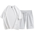 thumbnail image 1 of NTACZA Men Shorts Set Waffle Athletic Short Sleeve Tracksuits Mens Plus Size Crew Neck Sweatsuits XL, 1 of 2