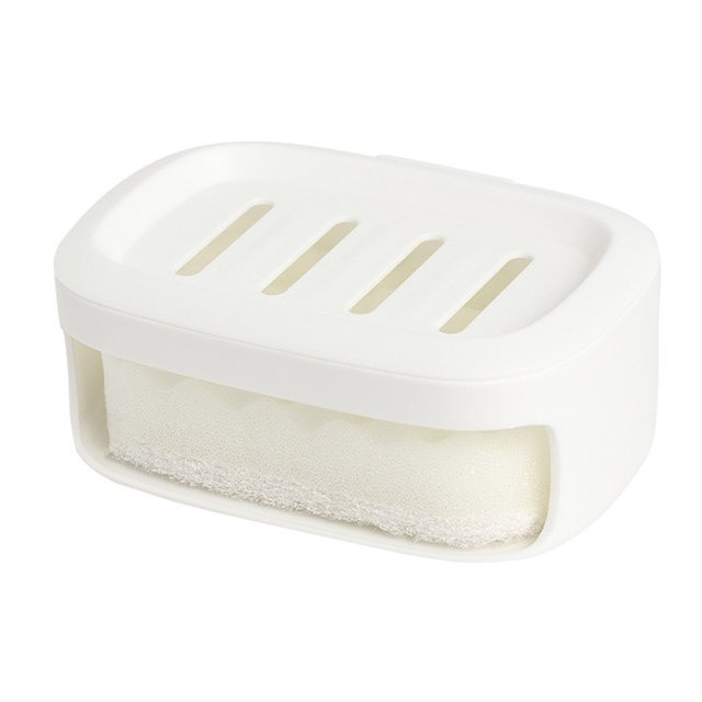 Caja de jabón con ventosa montada en la pared, jabonera doble para baño con esponja, caja de jabón para limpieza, jabonera para el hogar Wmkox1981yii hfskjfh1974