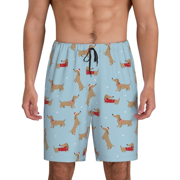Fotbe Dachshund Dog Pantalones Cortos de Pijama para Hombre, Ropa de Dormir, Pantalones de Pijama Cortos para Hombre-Large