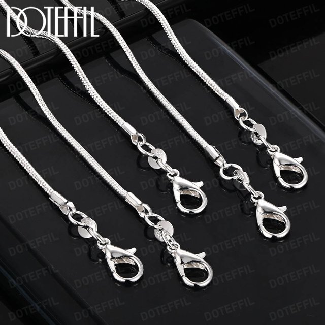 DOTEFFIL-cadena de serpiente de 2MM, Plata de Ley 925, 1/5/10 unids/lote, collar básico de 16-30 pulgadas para mujer y hombre, joyería de moda