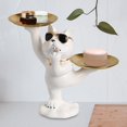 thumbnail image 1 of Escultura de Francés, estatua de perro con bandeja de almacenamiento, organizador de estatuillas de animales de almacenamiento de artículos di Blanco BLESIY llavero de estatua de resina, 1 of 8