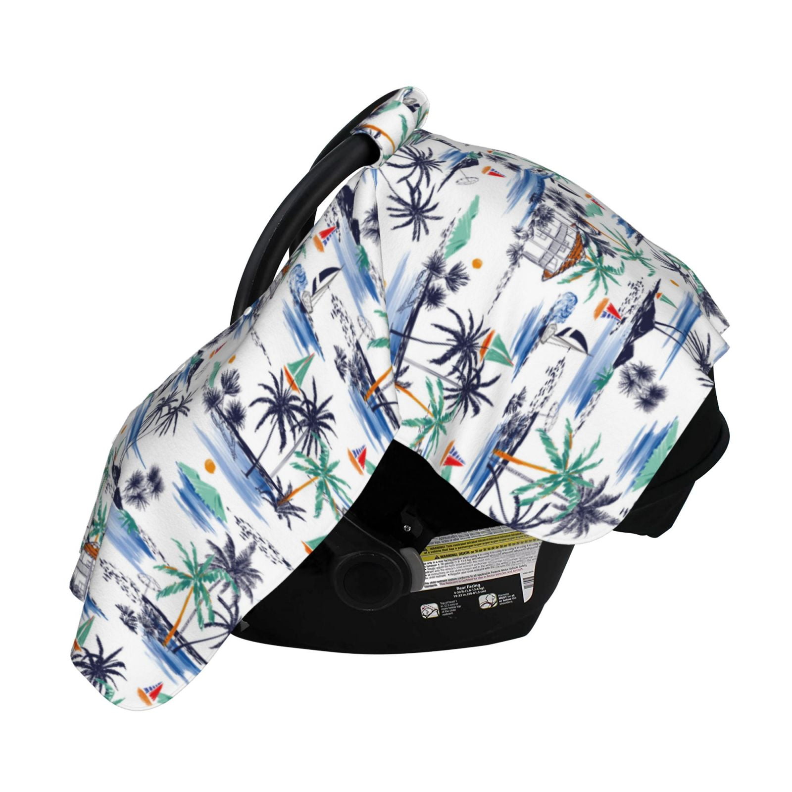 Naloa Hawaii Palms Baby Car Seat Cover, Breathable Baby Carrier Cover, Multiuse Baby Carrier Cover & Nursing Breastfeeding Cover