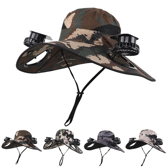Kcolen Mens Sun Hats Wide Brim Solar Powered Wide Brim Sun Hat with Built-in Fans for Outdoor Fishing Camping and Beach Activities UPF 50 