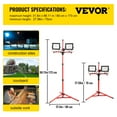 thumbnail image 3 of VEVOR LED Work Light with Stand, 5000 Lumen Dual-head LED Work Light with 27.6"-68.1" Adjustable and Foldable Tripod Stand, IP65 Waterproofed LED Tripod Work Light, with 5000 Kelvin Color Temperature, 3 of 9