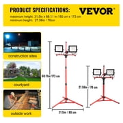 VEVOR 200W 20,000 Lumen Dual-head LED Work Light with stand, Adjustable Tripod Stand, IP65 Waterproofed LED Outdoor Light Stand