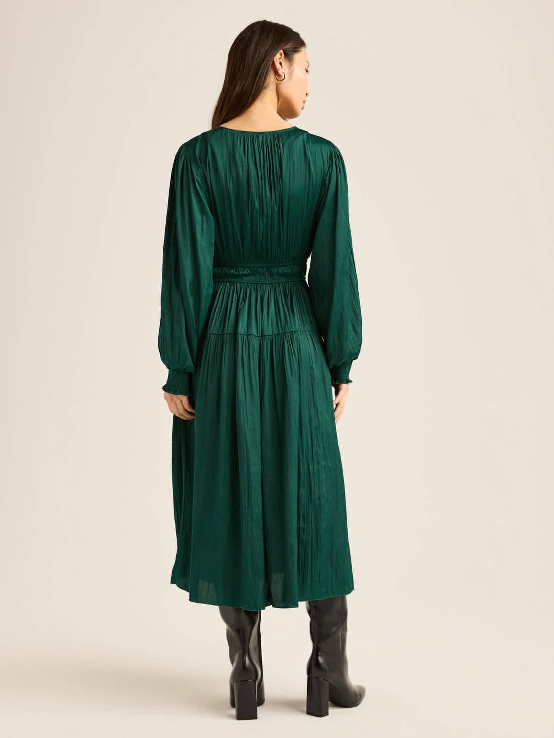 Scoop Women's & Women's Plus V Neck Plissé Midi Dress, Sizes XS-4X