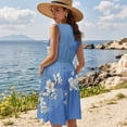 thumbnail image 3 of KUIFORTI Spring Couple Matching Outfits Matching Summer Outfits for Couples Blue Vintage Floral Loose Swing Sundresses with Soft Fabric Breathable for Beach Seaside, 3 of 7