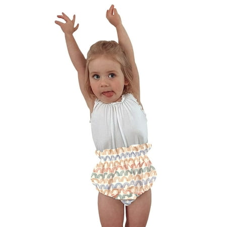 

Toddler Baby Girl Basic Plain Crushed Print Bloomers Shorts Loose Shorts