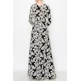 thumbnail image 3 of Bon Rosy, Women's, 3/4 Sleeve V-Neck Printed Maxi Faux Wrap Dress, Mustard, M, 3 of 8