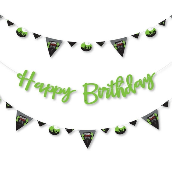 Big Dot of Happiness Zombie Zone - Birthday Zombie Crawl Party Letter Banner Decoration - 36 Banner Cutouts and Happy Birthday Banner Letters