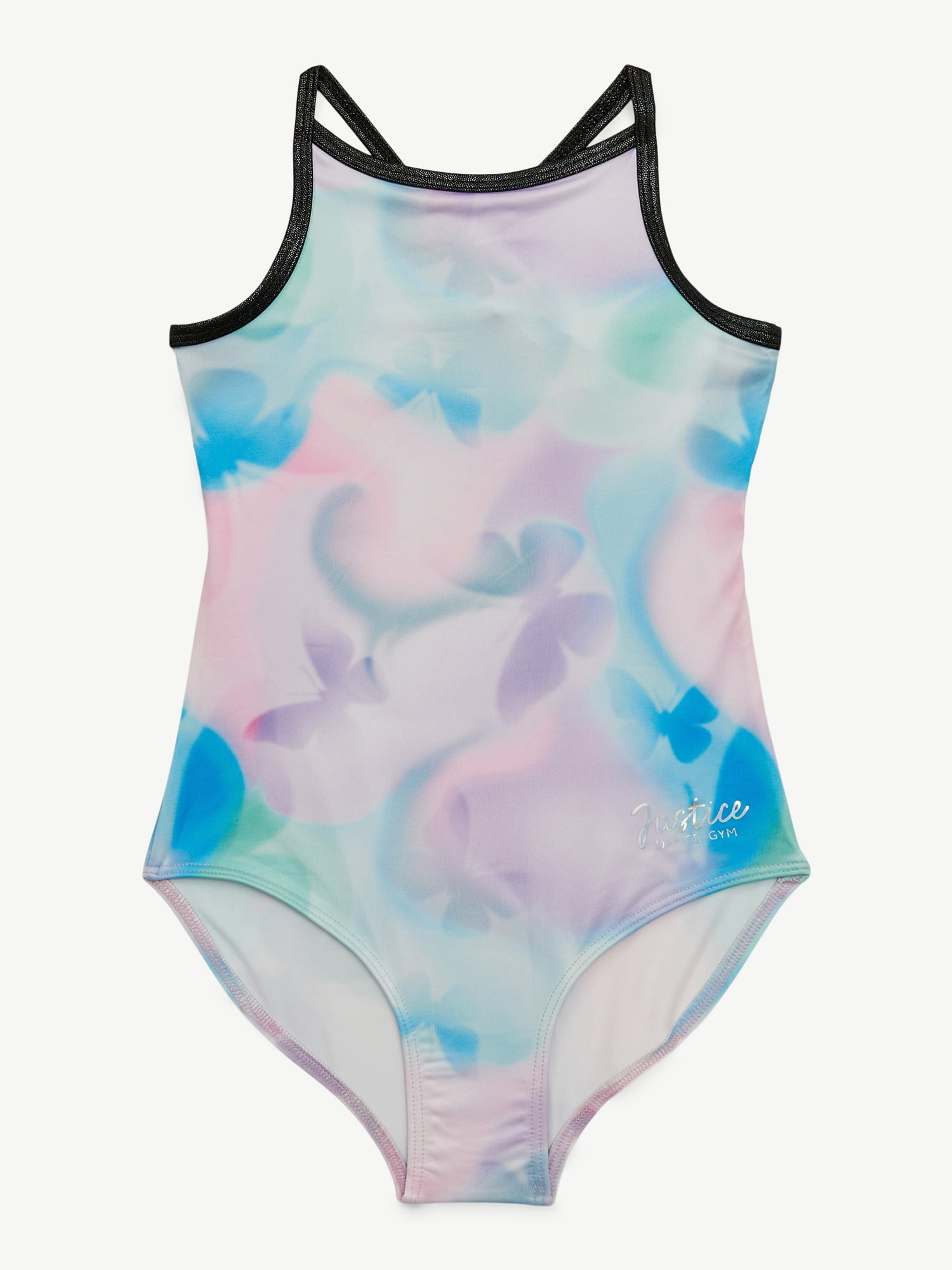 Justice Strappy Back Sports Bra for Teens with Butterfly Cloud Dye Print, Sizes XS-XL