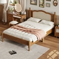 thumbnail image 3 of Harper & Bright Designs Vintage Rattan Platform Bed Full Size with Headboard, Mid-Century Full Wooden Bed Frame with Slat Support, Walnut, 3 of 14