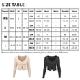 thumbnail image 6 of Women's Long Sleeve Knit Ribbed Crop Top Ruched Front Square Neck,black,LG2770, 6 of 6