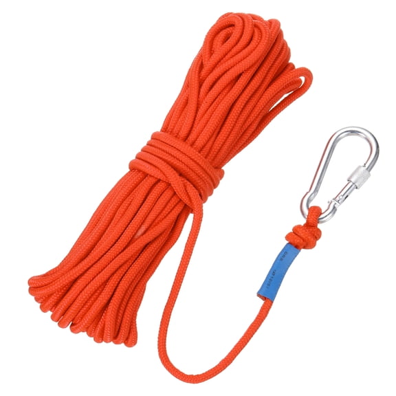 Nylon Anchor Rope with Hook,1/4"x49ft Braided Polypropylene Rope,Dark Orange