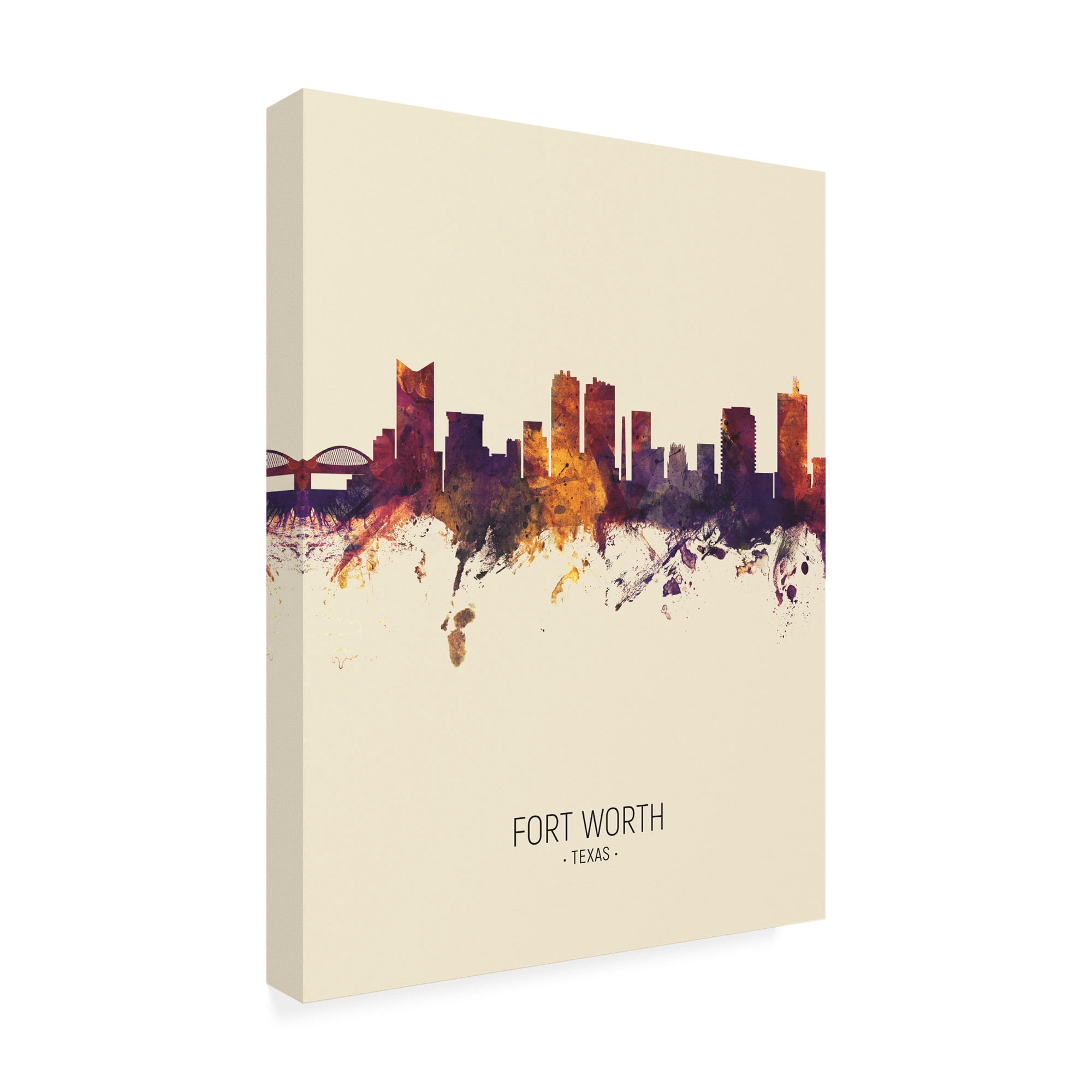 Trademark Fine Art 'Fort Worth Texas Skyline Portrait III' Canvas Art by Michael Tompsett