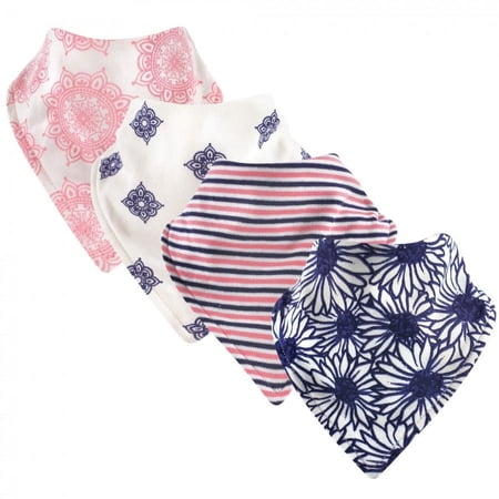 Touched by Nature Baby Girl Organic Cotton Bandana Bibs 4pk Daisy One Size