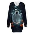 thumbnail image 5 of Halloween Dress for Women Skull Hoodie Dress Gothic Rose Print Costume Spooky Pullover Tunic Outfit, 5 of 6