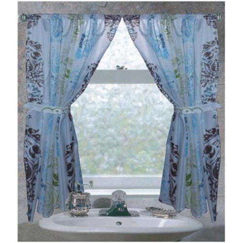 size 54x34 Seascape 100% polyester fabric window curtain with two tie backs 