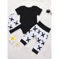 thumbnail image 4 of Sunisery 3Pcs Baby Newborn Infant Boy Bodysuit Summer Short Sleeve Romper +Pants+Beanie Hat Set, 4 of 7
