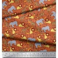 thumbnail image 2 of Soimoi Orange Polyester Crepe Fabric Lion,Giraffe & Elephant Kids Decor Fabric Printed BTY 42 Inch Wide, 2 of 3