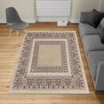 thumbnail image 2 of Greek Key Turkish Area Rug, Ancient Grecian Meandros Pattern Intricate Lines Floral Cultural Artwork, Soft Carpet for Living Room Decor with Distressed Look, 5.2' X 7.6', Warm Taupe, by Ambesonne, 2 of 4