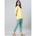 thumbnail image 4 of Janasya Indian Chinese Neck 3/4 Sleeve Embroidered Yellow Rayon Slub Top For Women, 4 of 7