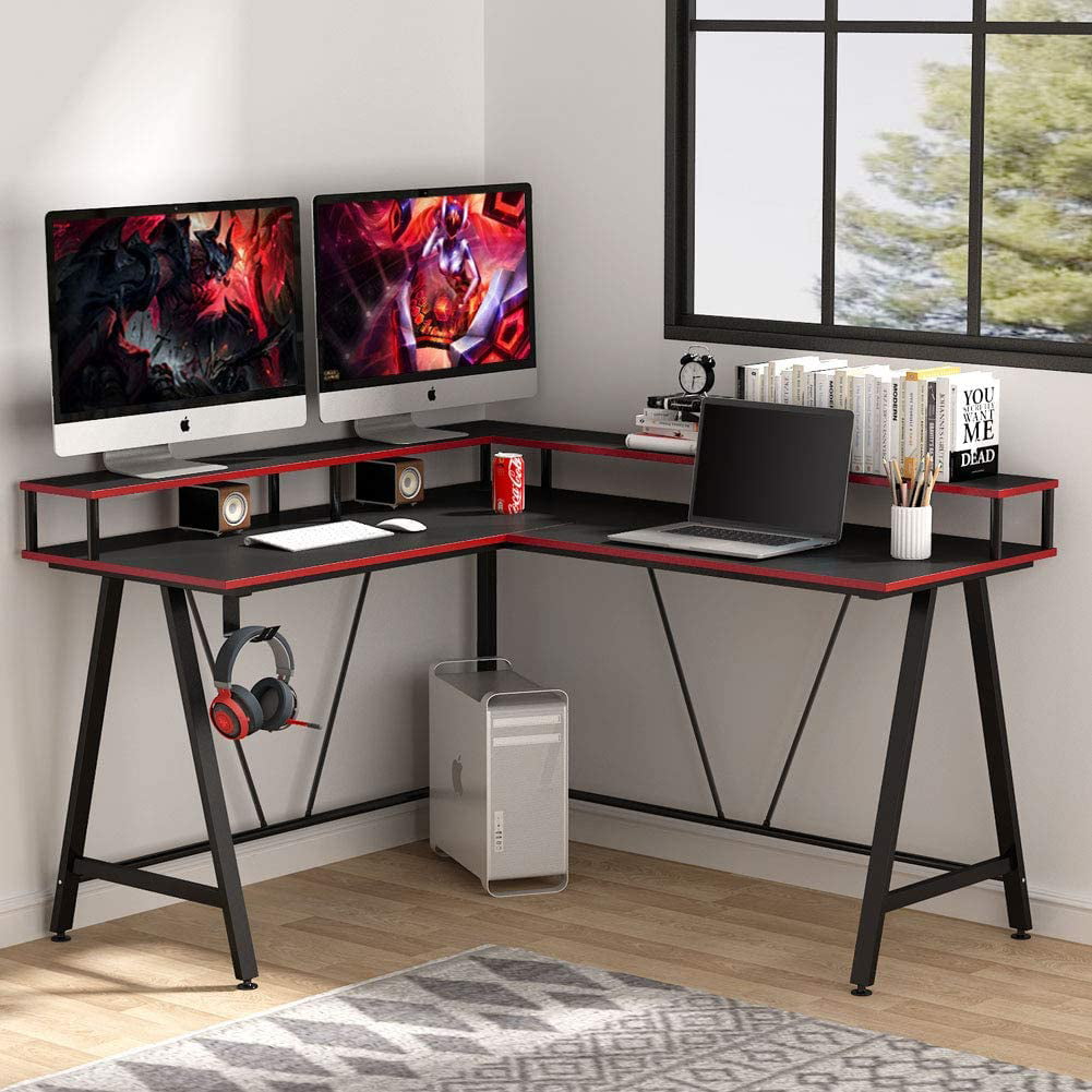 Solid Wood Desk and Monitor Stand  with Hairpin Legs