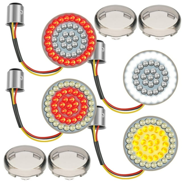 Motorcycle Turn Signal Light 2inch Waterproof Motorbike Turn Signal Light Bulb Kit with Cover DC 12V Professional Front Rear Break Blinker Light Amber/White/Red for Motorbike