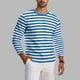 thumbnail image 1 of Ceisia Men's Spring Fall Casual Regular Fit Crew Neck Long Sleeve T-Shirt Multi-Color Striped Cotton-Like Jersey Stretch Fabric Light Blue L Gifts, 1 of 6