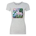 thumbnail image 2 of Unicorn Fanstasy Island Castle Animal Lover Female Slim Fit Junior Tee, Heather Grey, Small, 2 of 3