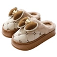 thumbnail image 2 of Zapatillas de algodón para mujer, suela gruesa, moda de hogar para interiores, con lazo, gruesas, cálidas, impermeables, PU, novedad de 2024, 2 of 5