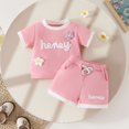 thumbnail image 2 of Gubotare Girls Short Outfits Kid Toddler Girl Clothes Summer Short Sleeve Shirt + Shorts Summer Outfits Set 18 24 Months (Pink,18-24 Months), 2 of 9