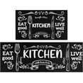 thumbnail image 1 of 2 Piece Kitchen Rug Set Non-Slip Black Rubber Backing Mat Throw Rug for Kitchen Doormat Runner Rug Set, Kitchen Sink, Kitchen Decor Motto Design(eat Live Laugh 17"x48"+17"x30"), 1 of 6