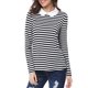 thumbnail image 5 of INSPIRAR CHIC Blusa de Manga Larga para Mujer con Cuello de Muñeca y Rayas en Contraste, Cierre Elástico en la Parte Posterior, Casual, Color Negro, 5 of 8