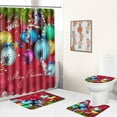 thumbnail image 1 of Ganfancp Cortina de Baño de Navidad Juego de Alfombra de Piso Baño Colorida Bola de Navidad Impresión Digital Baño Cortina a Prueba de Agua Cortina de Baño Juego de Alfombra de Piso con Ganchos Ofert, 1 of 7