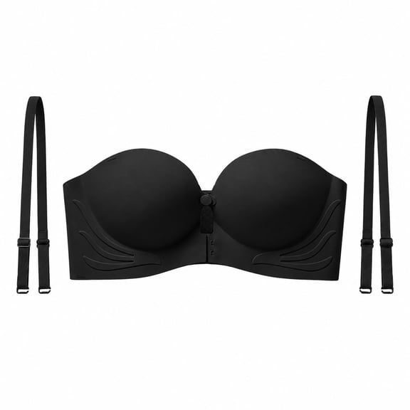 PLHWHYQ Convertible Bras for Women Front Closure Non Slip Seamless Anti Sagging Push Up Bra with Detachable Strap Black M