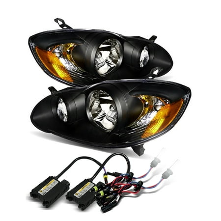 - *6000K White HID* For 03-08 Toyota Corolla JDM Black Crystal Headlights Lamps