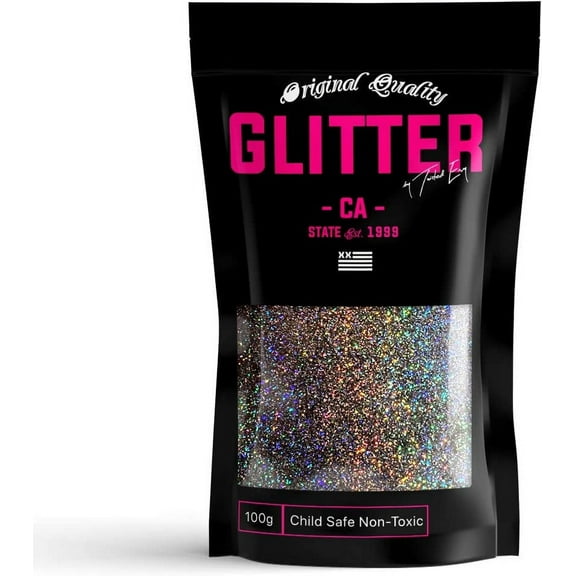 Charcoal Holographic Premium Glitter Multi Purpose Dust Powder 100g / 3.5oz for use with Arts & Crafts Wine Glass Decoration Weddings Cards Flowers Cosmetic Face Body